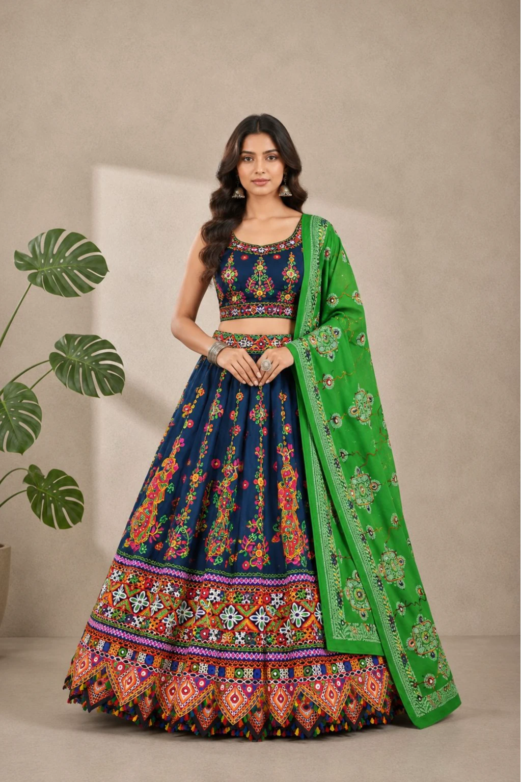Cobalt Heritage Embroidered Lehenga Choli Set navratri chaniya choli — Premium Georgette and Silk Blend